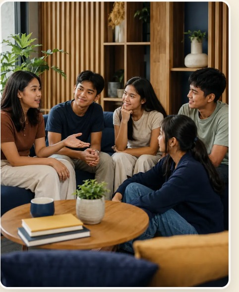 Teens talking together